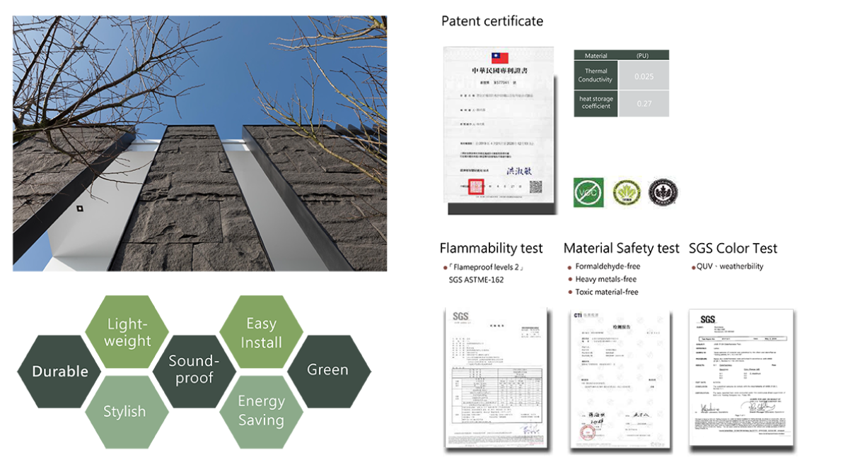 UESTONE patent certificate, test reports and material benefits