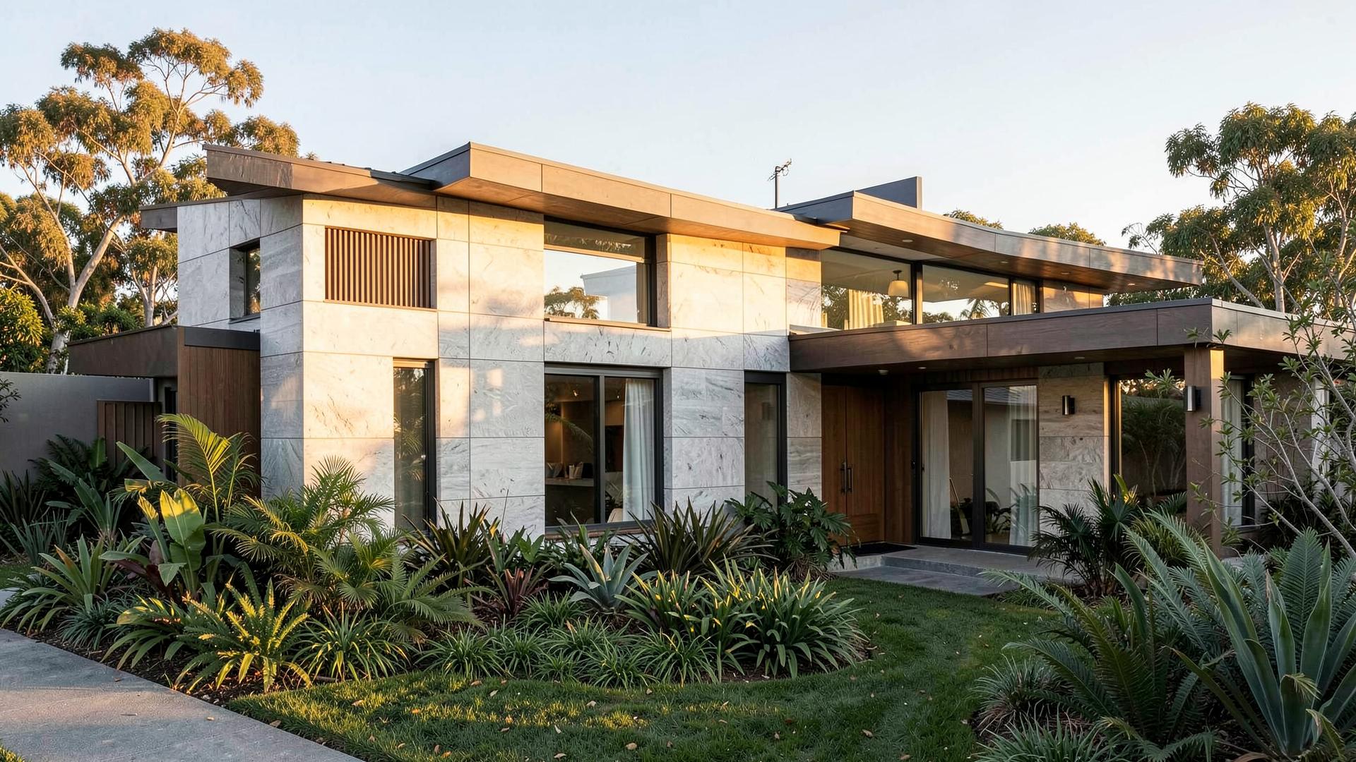 Modern Australian eco home clad in UESTONE faux stone panels